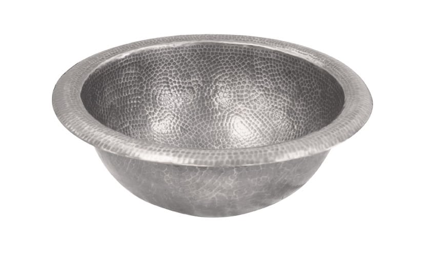 Brass Elegans 96SRP-PWT Pewter Lavatory Sink 12 Round Hammered Copper Self-Rimming Bathroom Sink with 1-5/8 Drain Size