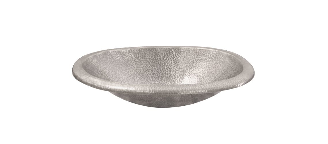 Brass Elegans 97SR-PWT Pewter Lavatory Sink 21-1/4 Oval Hammered Copper Self-Rimming Bathroom Sink with 1-5/8 Drain Size